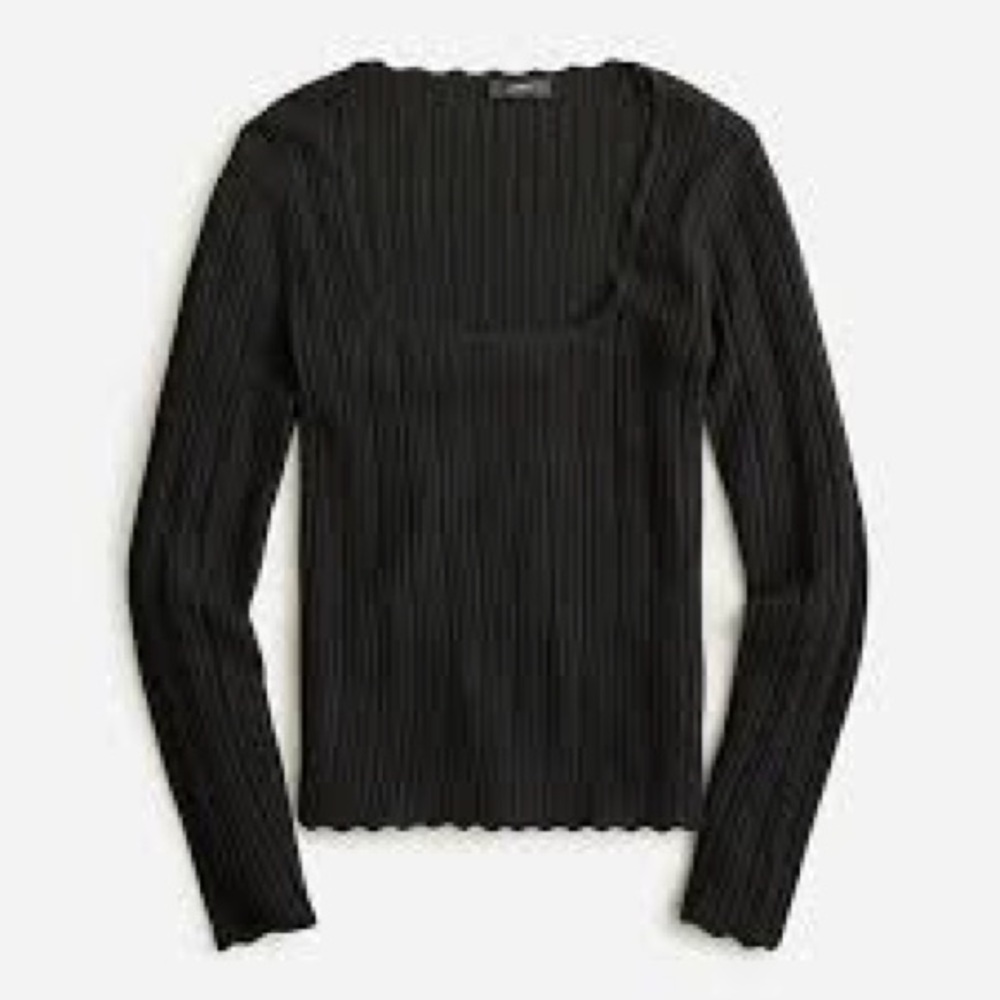 J. Crew Black Ribbed Long Sleeve Top